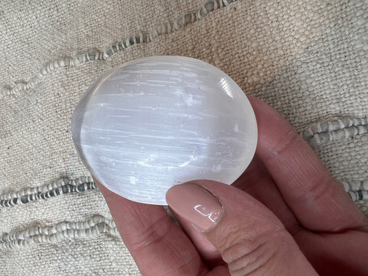 Selenite Palm Stone