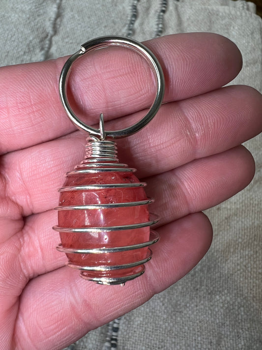 Cherry Quartz Keyring