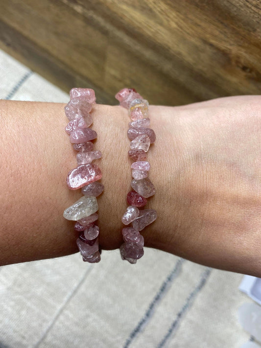 Strawberry Quartz Chip Bracelet