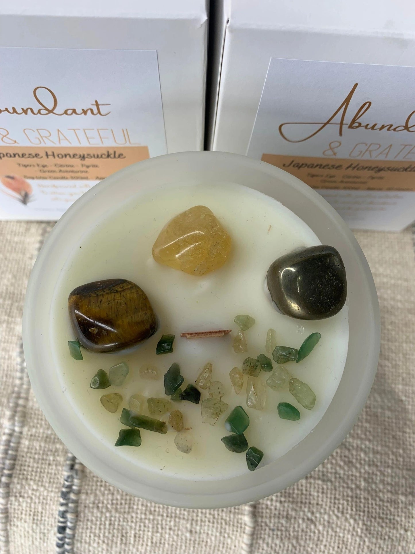 Abundant & Grateful - Crystal Candle