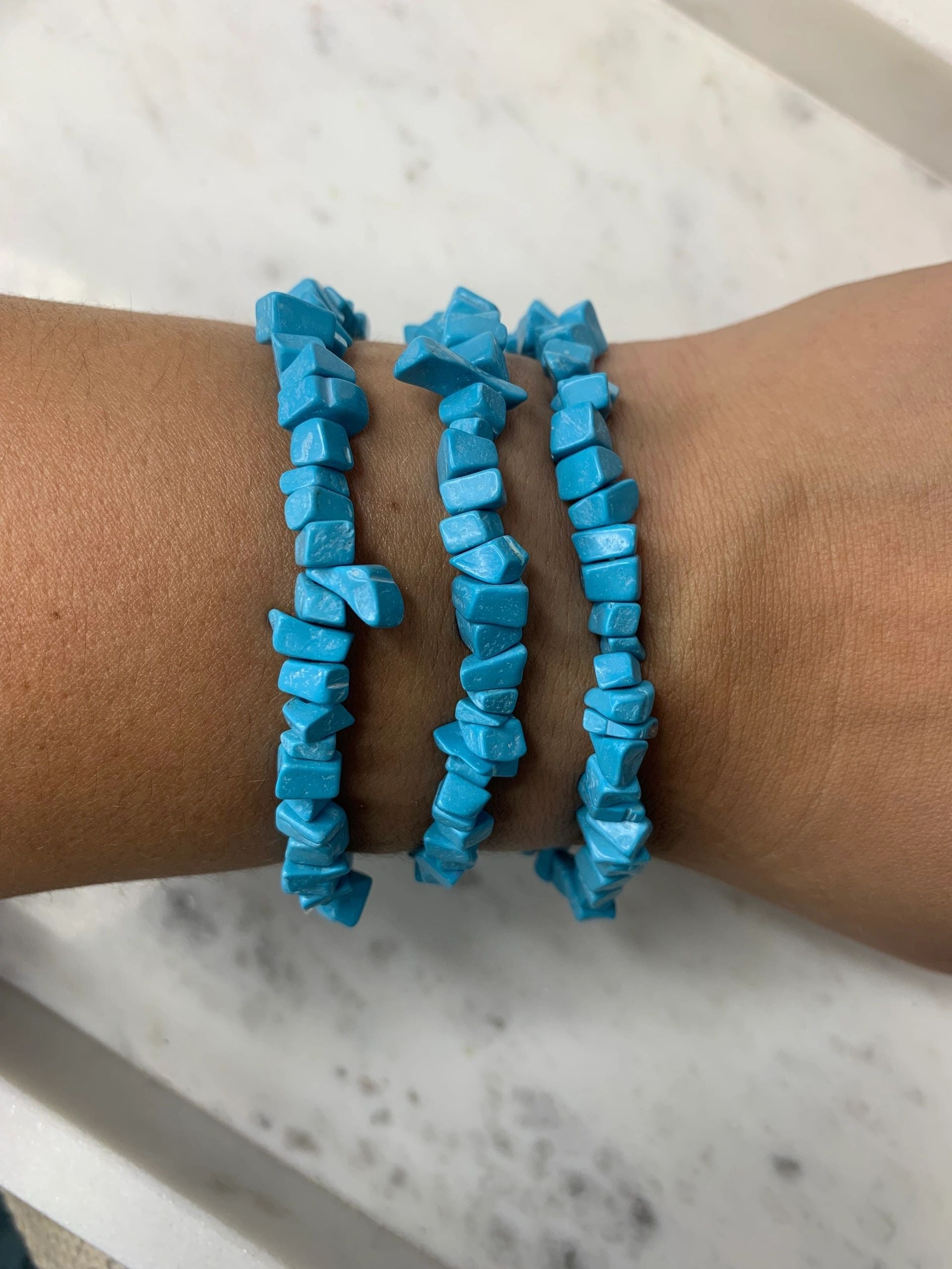 Turquenite (Blue Howlite) Chip Bracelet