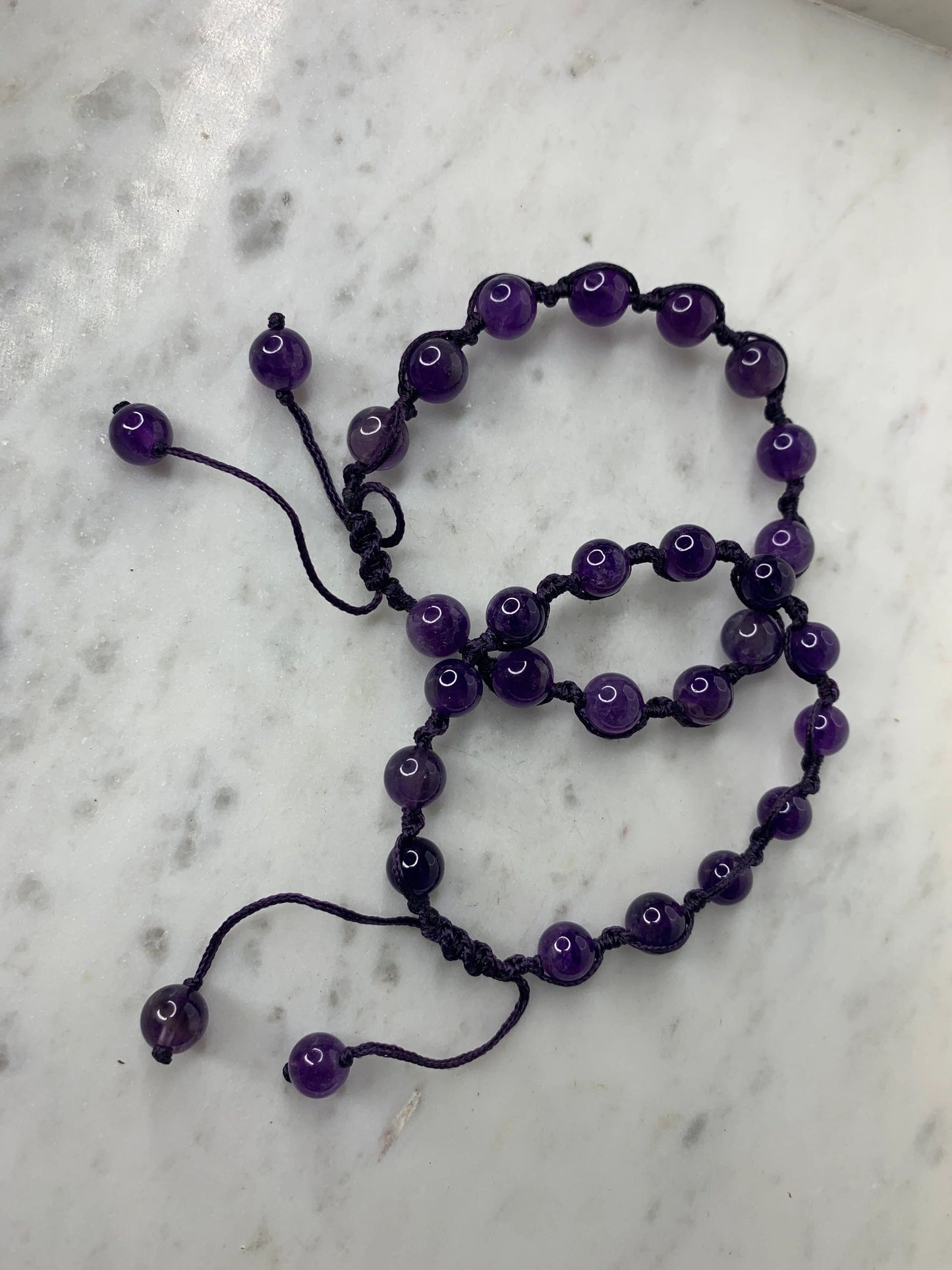 Amethyst String Bead Bracelet